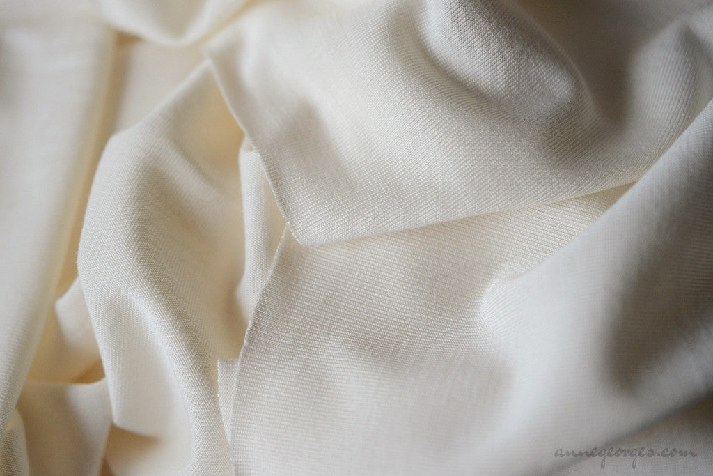 Organic Silk+Cotton Knit Jersey Fabric - NATURAL BLENDS ( Silk+Cotton Knit  150g, Unbleached Dyeable )