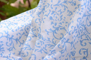 Block Printed Organic Cotton Fabric - SWEET SUMMER ( Floral Frieze, Skies )