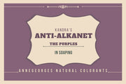 Anti-Alkanet The Purples is a set of natural colorants that make Purples in soaping. As seen in Kandra Churchwell's The Natural Soap Color Palette. Freshest Natural Colorants. Always.