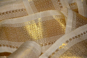 Handwoven Mulberry Silk Trim with Gold Brocade Thread. ( Temple Dancer Cream Diamonds )