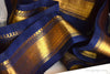 Handwoven Mulberry Silk Trim with Gold Brocade Thread. ( Temple Dancer Ink Blue Diamonds )