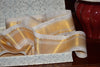 Handwoven Mulberry Silk Trim with Gold Brocade Thread. ( Temple Dancer Off-White Floral Diamonds )