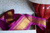 Handwoven Mulberry Silk Trim with Gold Brocade Thread. ( Temple Dancer Purple Diamonds )