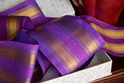 Handwoven Mulberry Silk Trim with Gold Brocade Thread. ( Temple Dancer Purple Diamonds Double Row)