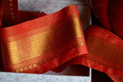Handwoven Mulberry Silk Trim with Gold Brocade Thread. ( Temple Dancer Sunset Diamonds )