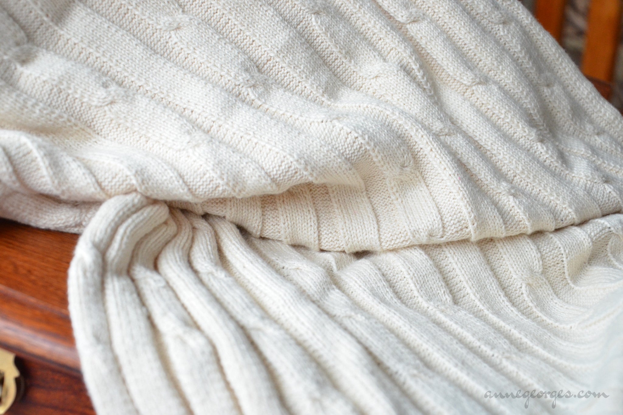 Organic Cotton Cable Knit. CABLE KNITS Staithes Unbleached Dyeable