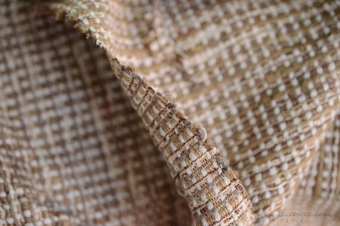 Silk Cotton Boucle Tweed Fabric by the Yard. Designer Collection