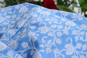 Block Printed Organic Cotton Fabric - SWEET SUMMER ( Floral All Over, Skies )