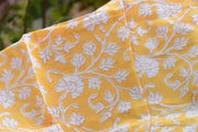 Block Printed Organic Cotton Fabric - SWEET SUMMER ( Floral All Over, Sunshine)