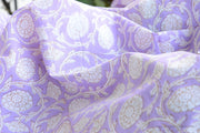Block Printed Organic Cotton Fabric - SWEET SUMMER ( Zinnia All over, Lavender )