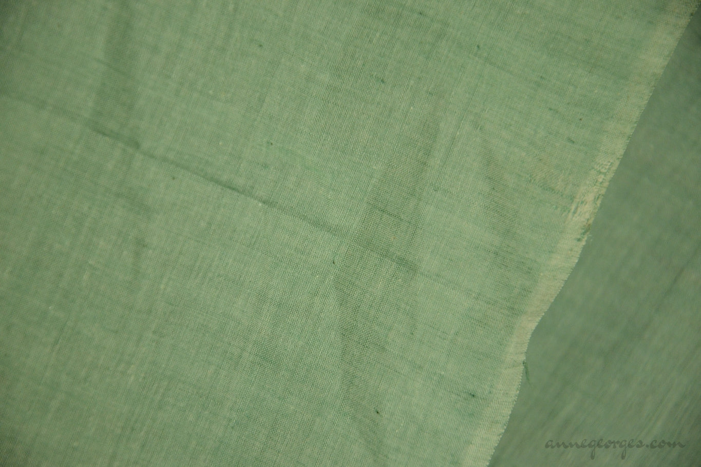 Light Cotton Fabric - Hand Spun Yarn, Hand Woven on Vintage Hand Looms.  SUMMER BREEZE - Faded Mint
