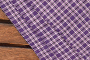 Pure Organic Cotton Plaid Fabric - MADRAS PLAIDS ( Purple White & Black )