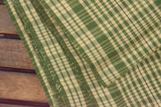 Pure Organic Cotton Plaid Fabric - MADRAS PLAIDS ( Green & Beige )