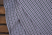 Pure Organic Cotton Plaid Fabric - MADRAS PLAIDS ( Black Purple & White )