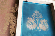 Pre-made Silk Screen for easy use. Screen Print, Fabric Print Tool. Print on fabric and paper. Peacock 02