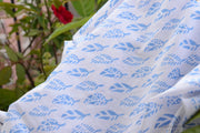 Block Printed Organic Cotton Fabric - SWEET SUMMER ( Leaves, Skies )